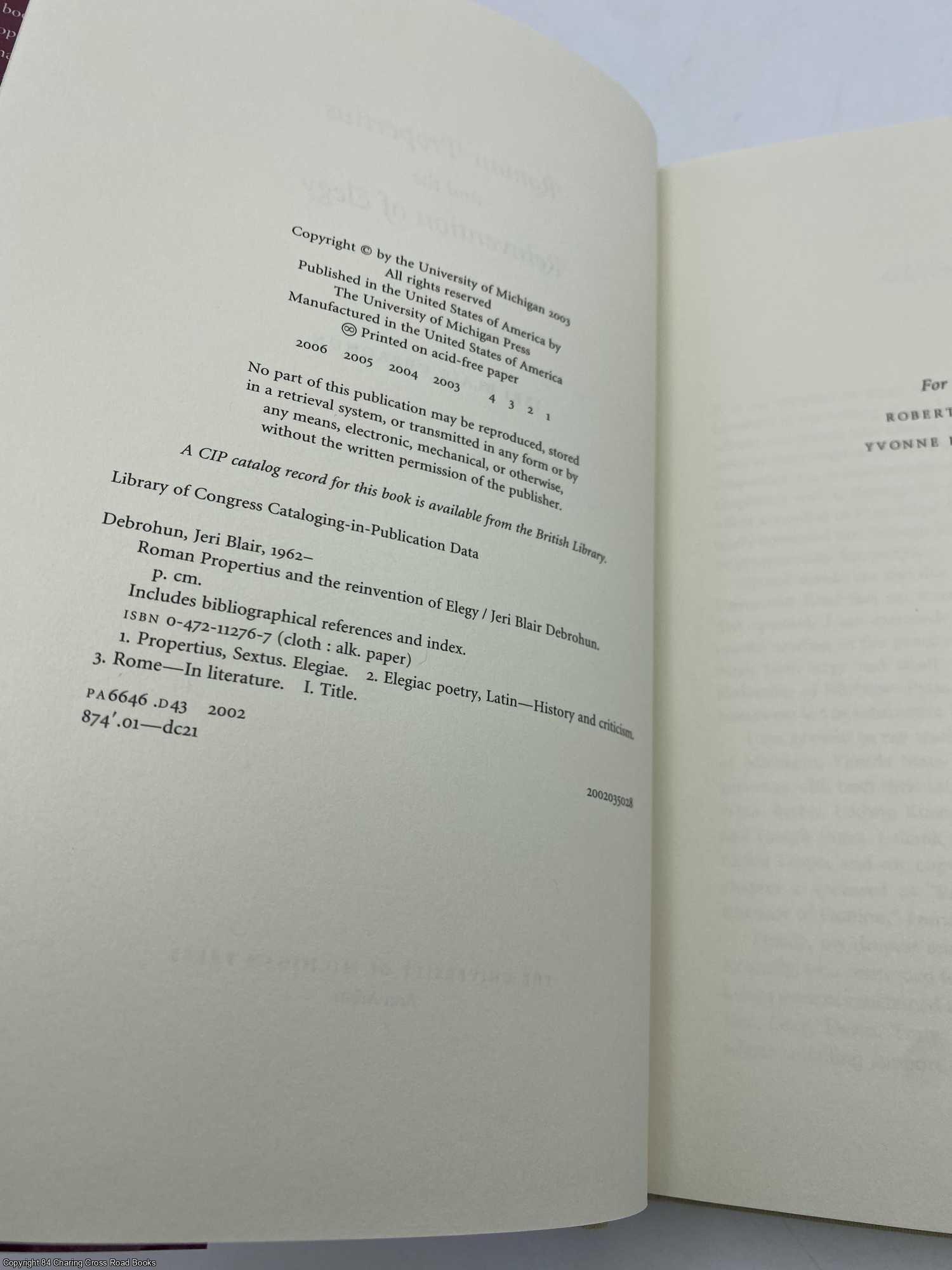 Roman Propertius and the Reinvention of Elegy | Debrohun Jeri Blair ...