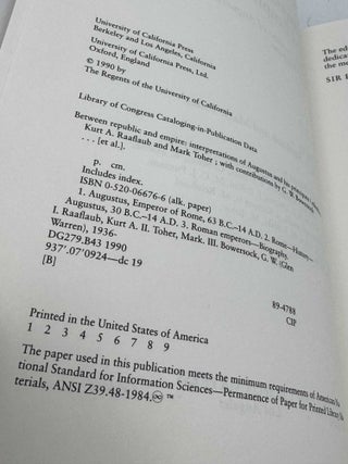 Between Republic And Empire: Interpretations of Augustus and His ...