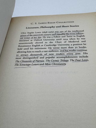 C. S. Lewis Essay Collection Literature, Philosophy and Short Stories