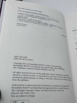 Handbook of the Syllable