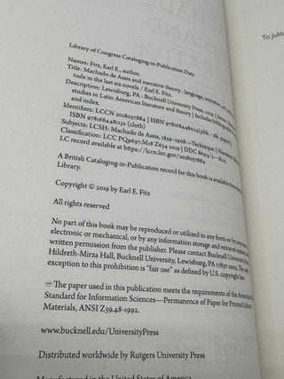 Machado De Assis and Narrative Theory: Language, Imitation, Art, and Verisimilitude in the Last Six Novels
