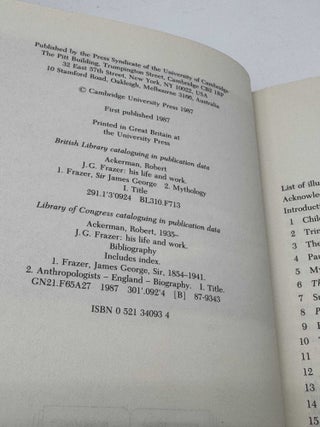 J. G. Frazer: His Life and Work