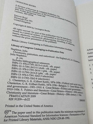 Christianity, Patriotism, and Nationhood: The England of G. K. Chesterton